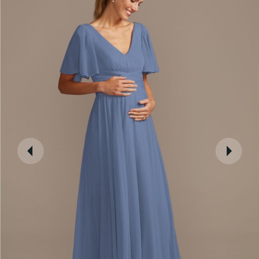 Flutter sleeve mesh bridesmaids dress